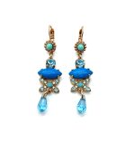 Mariana Earrings Bliss Nirvana Coll. Adorable Dangling Turquoise Mineral & Blues Austrian Crystals