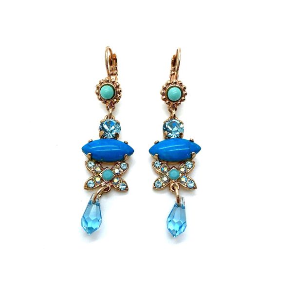 Mariana Earrings Bliss Nirvana Coll. Adorable Dangling Turquoise Mineral & Blues Austrian Crystals