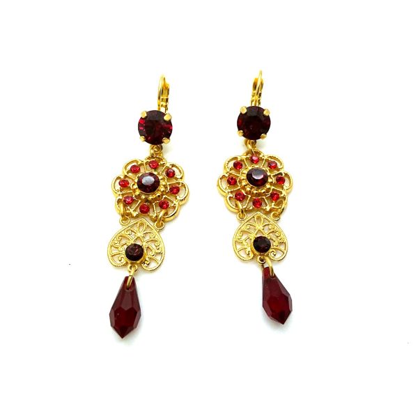 Earrings By Mariana Woman Fab Siam, Ruby and Burgundy Swarovski Crystals