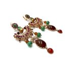 Mariana Earrings Finely Detailed Green Aventurine Mineral & Multicolor Swarovski Crystals My Treasures Coll. - Image 3