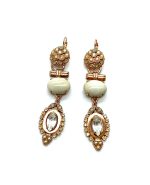 Mariana Earrings White Turquoise Mineral, Pearl, Clear & Champagne Austrian Crystals Gypsy Soul Coll.