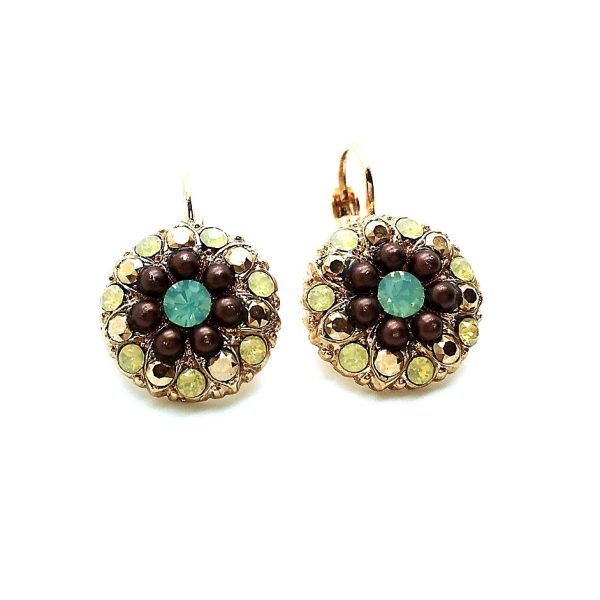 Mariana Earrings Glitzy Pacific Opal, Jonquil, Aurum & Brown Austrian Crystals Serai Silk Road Coll.