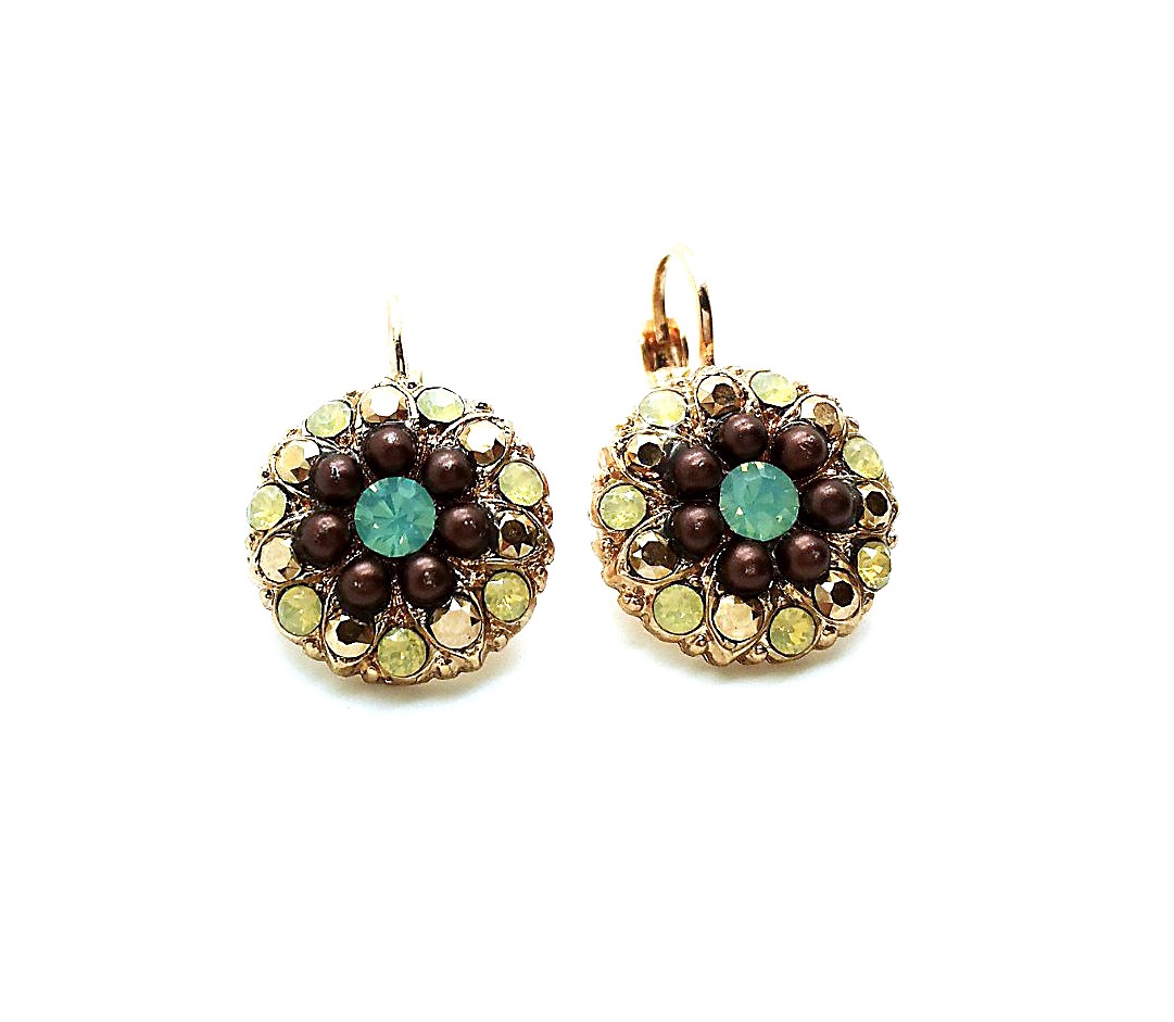 E-1029-1040-RG6 (1) Mariana Earrings Glitzy Pacific Opal, Jonquil, Aurum & Brown Austrian Crystals Serai Silk Road Coll. - Image 1