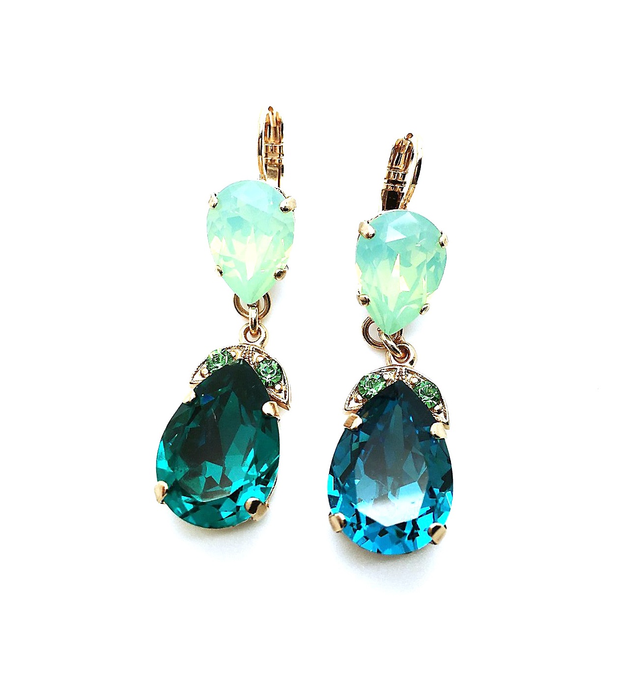 E-1032-4-1076-RG6 (1) Earrings By Mariana Woman Classic Peridot and Zircon Swarovski Crystals - Image 1