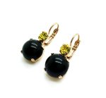 Mariana Earrings Simply Elegant Onyx Mineral & Jonquil Austrian Crystals My Treasures Coll. - Image 2