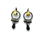 Mariana Earrings Fashionable Bow in Jet & Gold Foil Austrian Crystals Courage Inspiration Coll.