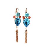 Mariana Earrings Gorgeous Turq Mineral, Blues & Oranges Swarovski Crystals Serengetti Africa Coll.