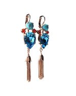 Mariana Earrings Gorgeous Turq Mineral, Blues & Oranges Swarovski Crystals Serengetti Africa Coll. - Image 3