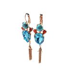 Mariana Earrings Gorgeous Turq Mineral, Blues & Oranges Swarovski Crystals Serengetti Africa Coll. - Image 2