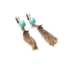 Earrings By Mariana Serengetti Africa Coll. Dainty Turquoise Mineral & Rose Gold Plated Tassel - Image 3