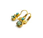 Mariana Earrings Charming Turquoise & Chrysolite Austrian Crystals Rising Sun Icons Coll. - Image 2