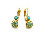 Mariana Earrings Charming Turquoise & Chrysolite Austrian Crystals Rising Sun Icons Coll.