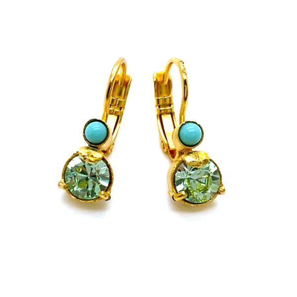 Mariana Earrings Charming Turquoise & Chrysolite Austrian Crystals Rising Sun Icons Coll.