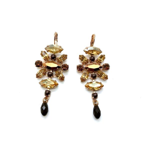 Mariana Earrings Chandelier Smoked Topaz & Browns Austrian Crystals Dancing in the Moonlight Nostalgia Coll.