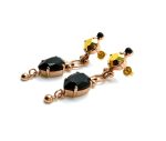 Mariana Earrings Elegant Jet & Gold Foil Austrian Crystals Courage Inspiration Coll. - Image 2