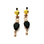 Mariana Earrings Elegant Jet & Gold Foil Austrian Crystals Courage Inspiration Coll.