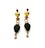 Mariana Earrings Elegant Jet & Gold Foil Austrian Crystals Courage Inspiration Coll.
