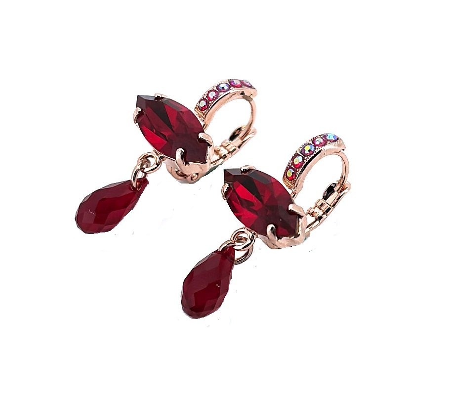 E-1111-1-208-RG6 (2) Earrings By Mariana My Treasures Coll. Stunning Siam and Ruby Swarovski Crystals - Image 1