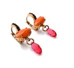 Mariana Earrings Coral Mineral, Padparadscha & Jet Swarovski Crystals Flame Ambrosia Coll. - Image 3