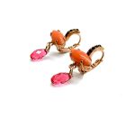 Mariana Earrings Coral Mineral, Padparadscha & Jet Swarovski Crystals Flame Ambrosia Coll. - Image 2
