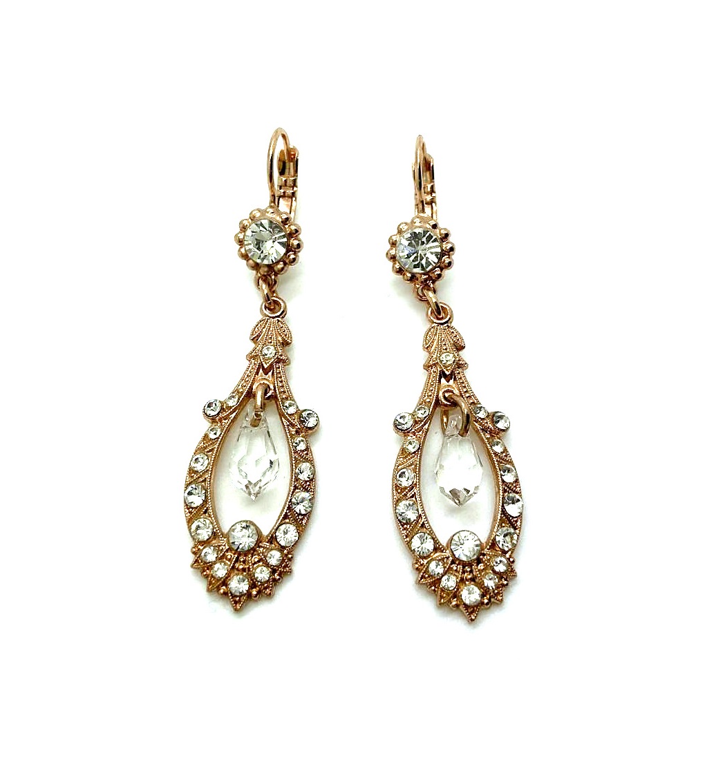 E-1120-001001-RG6 (1) Mariana Earrings Elegant Chandelier Clear Crystals Austrian My Treasures Coll. - Image 1