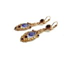 Earrings By Mariana Woman Tanzanite and Smoked Topaz Swarovski Crystals - Image 2