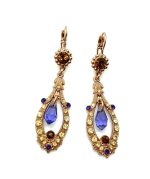 Earrings By Mariana Woman Tanzanite and Smoked Topaz Swarovski Crystals