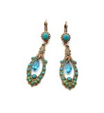 Mariana Earrings Chandelier Beaded Turquoise & Aquamarine Austrian Crystals My Treasures Coll.