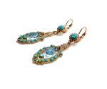 Mariana Earrings Chandelier Beaded Turquoise & Aquamarine Austrian Crystals My Treasures Coll. - Image 2