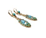 Mariana Earrings Chandelier Beaded Turquoise & Aquamarine Austrian Crystals My Treasures Coll. - Image 3