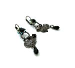 Mariana Earrings Dangling Botanical Jet Black & AB Swarovski Crystals My Treasures Coll. - Image 3