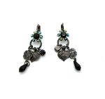 Mariana Earrings Dangling Botanical Jet Black & AB Swarovski Crystals My Treasures Coll.