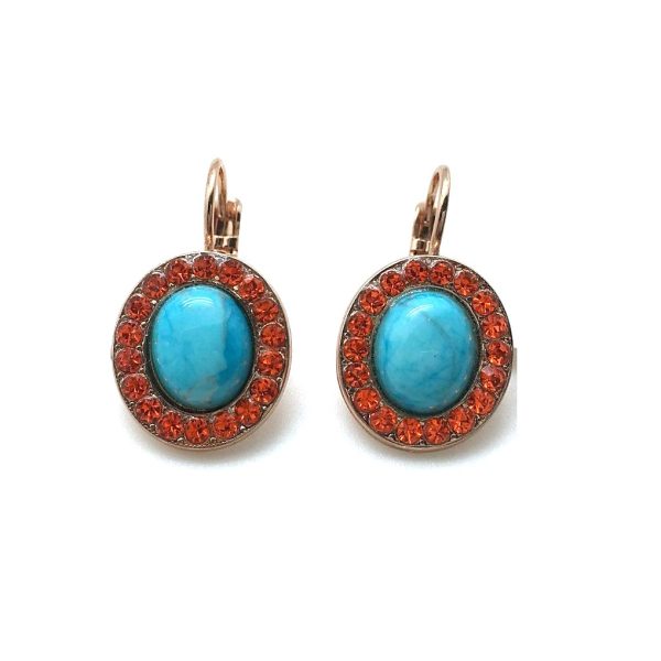 Mariana Earrings Timeless Turq Mineral & Hyacinth Swarovski Crystals Masai Africa Coll.