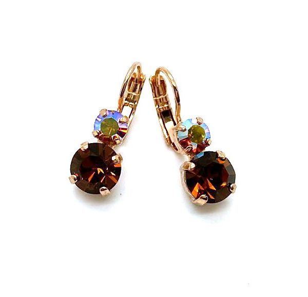 Mariana Earrings Simply Elegant Smoked Topaz & AB Austrian Crystals My Treasures Coll.
