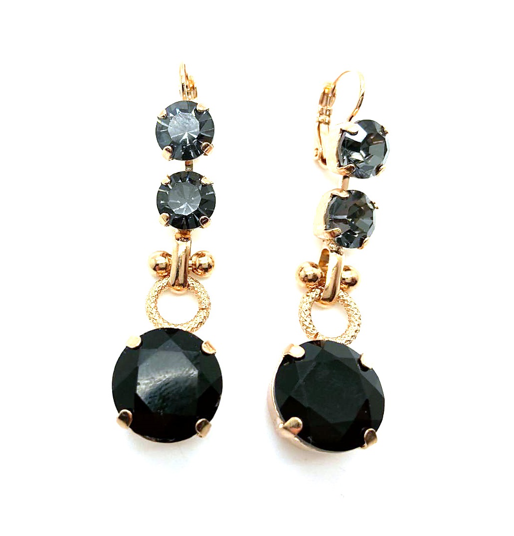 E-1249-1-242280-RG6 (3) Earrings By Mariana Woman Gorgeous Jet Black and Morion Swarovski Crystals - Image 1