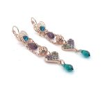 Earrings By Mariana Inspiration Coll. Heart Shaped Dangling Multi Color Swarovski Crystals - Image 3