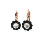 Mariana Earrings Floral White Shell Mineral & Jet Austrian Crystals Zanzibar Africa Coll. - Image 2