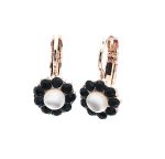 Mariana Earrings Floral White Shell Mineral & Jet Austrian Crystals Zanzibar Africa Coll.