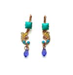 Mariana Earrings Stunning Purple, Yellows & Blues Swarovski Crystals Happiness Inspiration Coll.