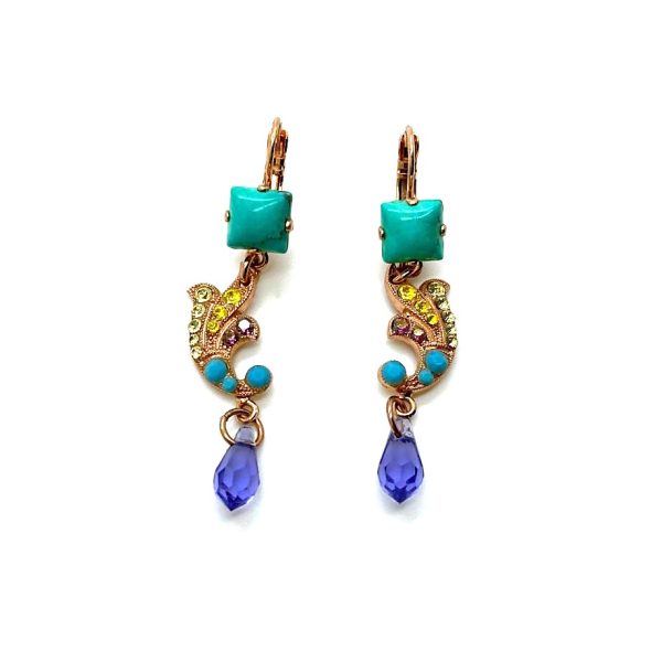 Mariana Earrings Stunning Purple, Yellows & Blues Swarovski Crystals Happiness Inspiration Coll.
