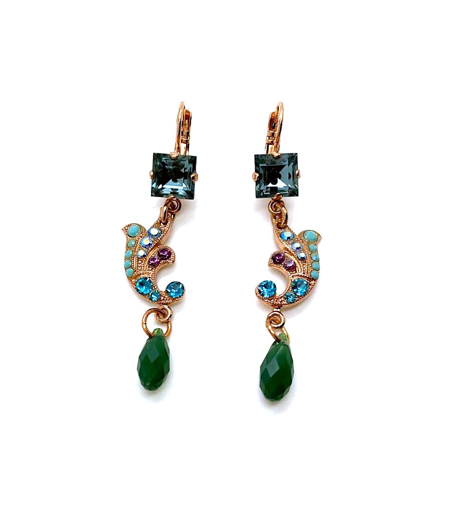 E-1524-1025-RG6 (3) Earrings By Mariana Inspiration Coll. Sophisticated Greens, Blues & Purples Swarovski Crystals - Image 1