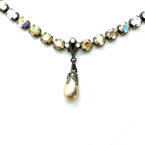 Mariana Necklace Cream Pearl, White Opal, Champagne & AB Austrian Crystals My Treasures Coll.