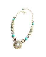 Mariana Necklace Fab Fashion Greens, Clear & Lt Peach Austrian Crystals Summer Palace Silk Road Coll.