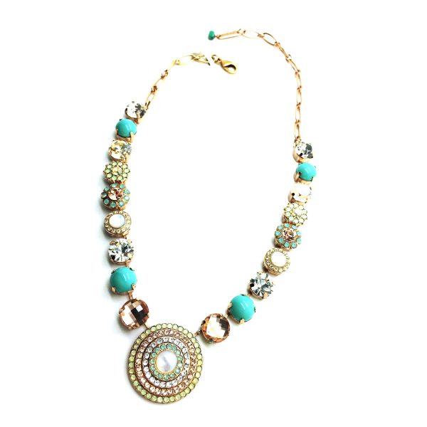 Mariana Necklace Fab Fashion Greens, Clear & Lt Peach Austrian Crystals Summer Palace Silk Road Coll.