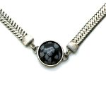 Necklace By Mariana Woman Perfect Snowflake Obsidian Mineral Silver Plated