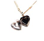 Mariana Necklace Pendant Heart Shaped Locket Pearl Mineral & Clear Swarovski Crystals My Treasures Coll. - Image 3