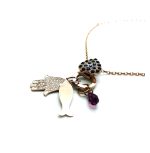 Necklace Pendant By Mariana Woman Heart and Charms Beaded Swarovski Crystals - Image 2