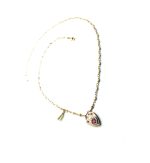 Mariana Necklace Pendant Heart Padlock Pink & White Opal Austrian Crystals Cherry Blossom Silk Road Coll. - Image 3