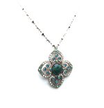 Mariana Necklace Pendant Clover Shaped Greens Austrian Crystals Congo Africa Coll. - Image 2