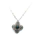 Mariana Necklace Pendant Clover Shaped Greens Austrian Crystals Congo Africa Coll. - Image 3